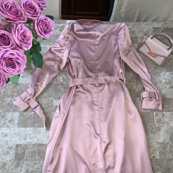 Mauve Pink Rose-gold Fabinne Trench Satin Duster - Picture 4 of 8